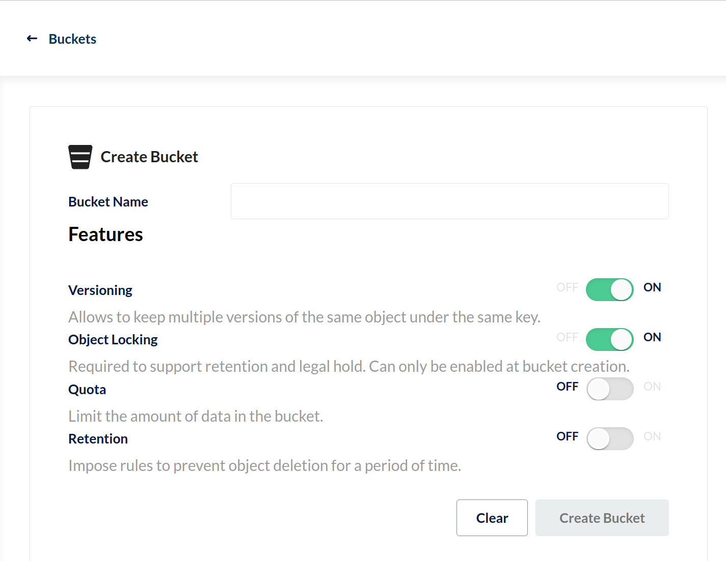 MinIO Console Bucket Management