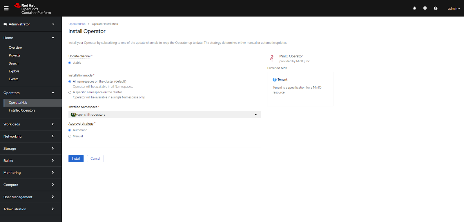 Complete the Operator Installation Walkthrough